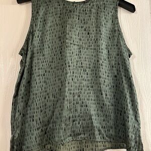 Eileen Fisher Olive Patterned Tank Top